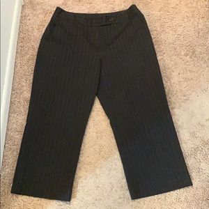 Charcoal grey capris w white pinstripe